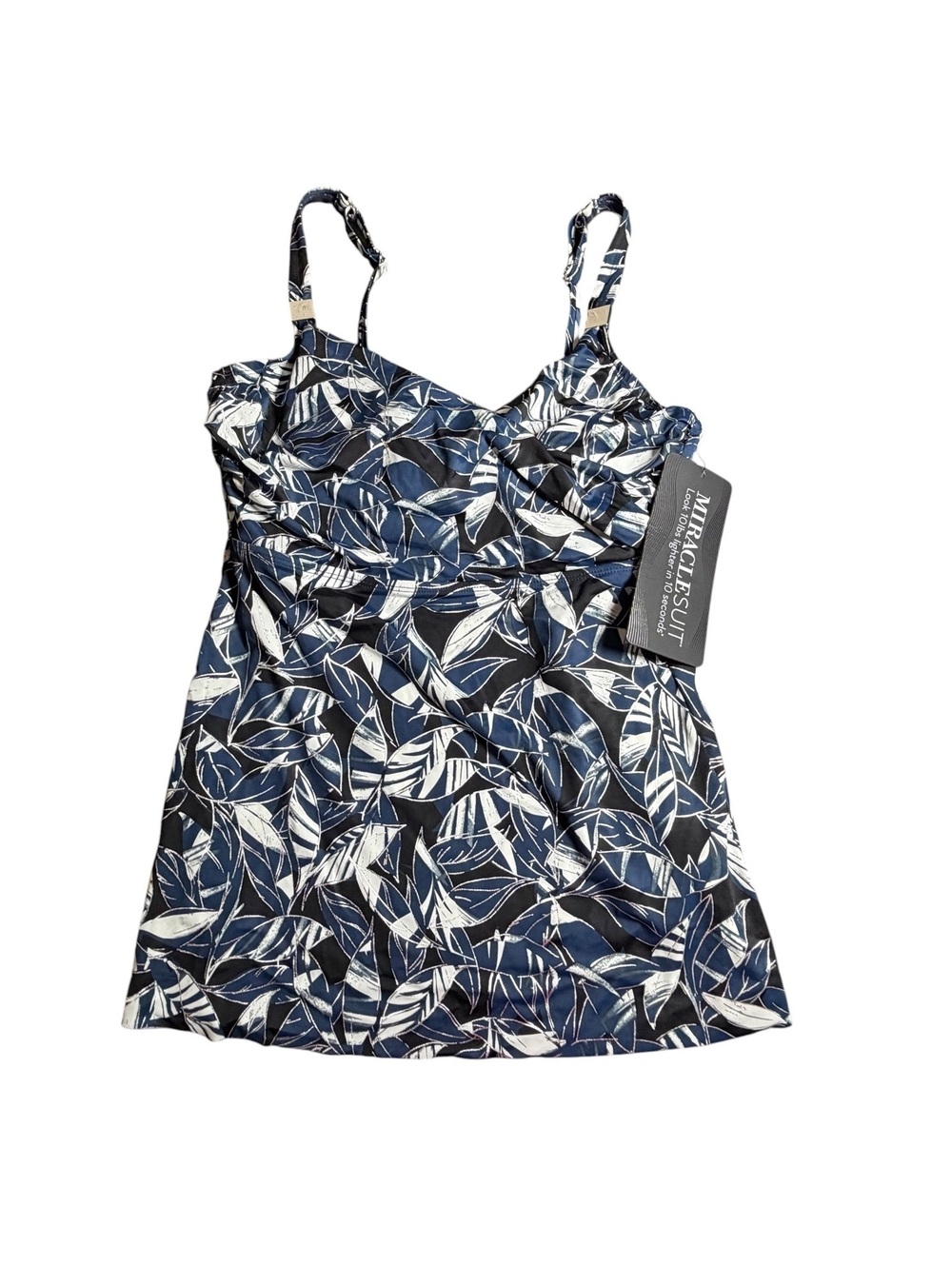 MIRACLESUIT 34DDD cup shimmer shadows surplice Underwired tankini top NWT